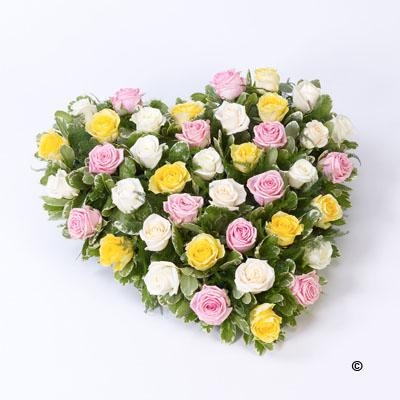 Mixed Rose Heart   Pink, Yellow and WHITE