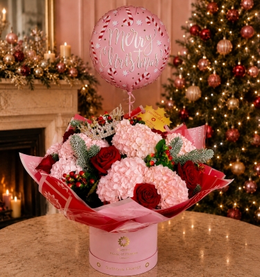 Christmas Crown  luxe Hat Box, (balloon optional)