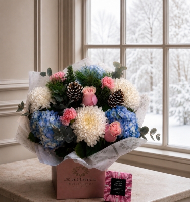 Winter Shimmer Bouquet with chocolate truffles optional