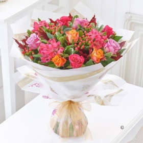 Autumn Rose and Alstroemeria Hand tied