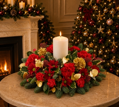 Christmas Candle Table Arrangement