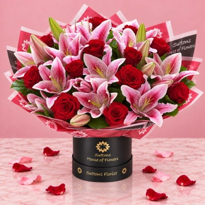 Rose and lily luxe hatbox