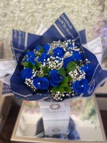 True Blue Rose Handtied