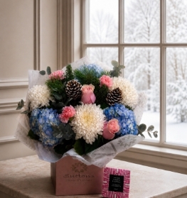 Winter Shimmer Bouquet with chocolate truffles optional