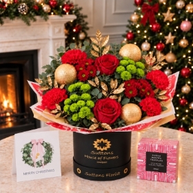 Christmas Cracker Luxe Hatbox With Truffles and card