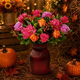 Autumn Rose and  Alstroemeria vase arrangement