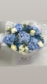 blue and white hand tied
