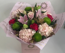 pink and gold hand tied