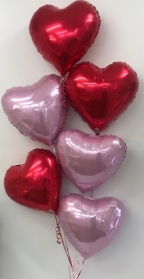 PINK AND RED HEART BALLOON BOUQET
