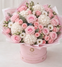 Pink White  luxe  hatbox
