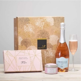 Prosecco Rosé, Salted Caramel Truffles & Candle Gift Set