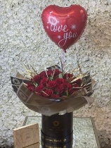 Fabulous 50 Red Roses with love balloon and Chocolates