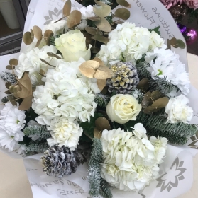 white and gold hand tied